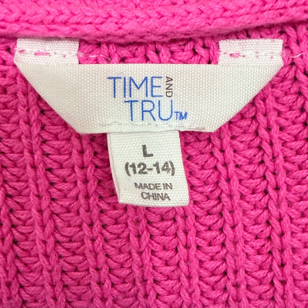 Time and Tru Cozy Pink Cardigan Sweater - Picture 3 of 4